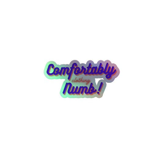 Holographic stickers comfortably numb clothing logo