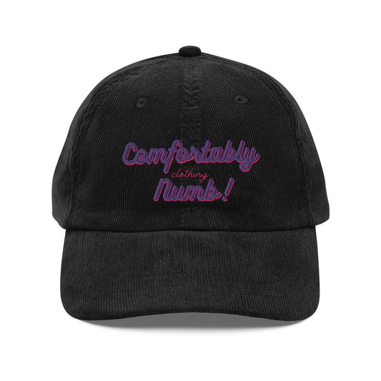 Vintage corduroy cap comfortably numb clothing logo