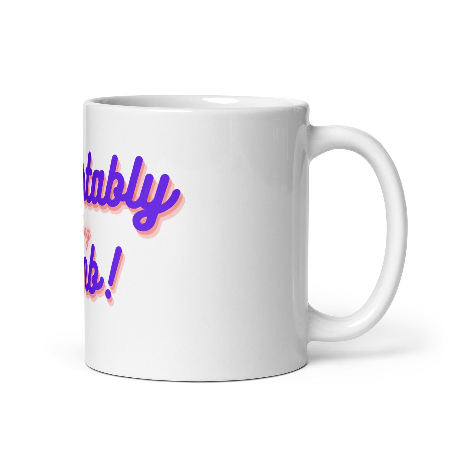White glossy mug comfortably numb clothing logo
