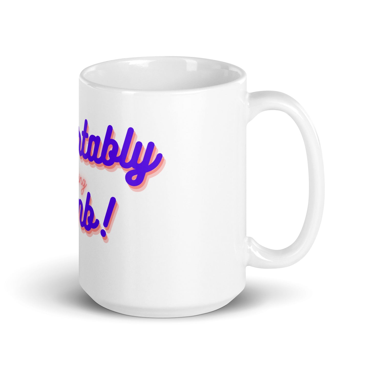 White glossy mug comfortably numb clothing logo